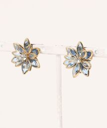 【charme by pimo 】ブルー　花　ピアス(MA)