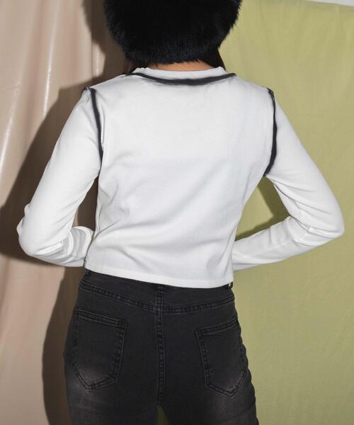 dispark（ディスパーク）の「DISPARK/レタリングブリーチクロップドトップス（Tシャツ/カットソー・レディース・ブラック/ホワイト・FREE）」の6枚目の写真