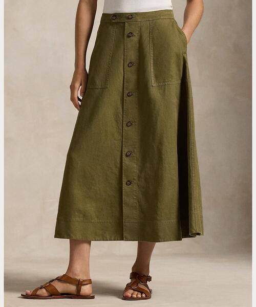 POLO RALPHLAUREN ラルフ ヘンプAライン ミディ スカート ヘンプ Aライン ミディ スカート（スカート）｜POLO RALPH