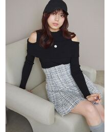 MERCURYDUO | 【MARY QUANTコラボ】折返し襟オープンショルダーニット(ニット/セーター)