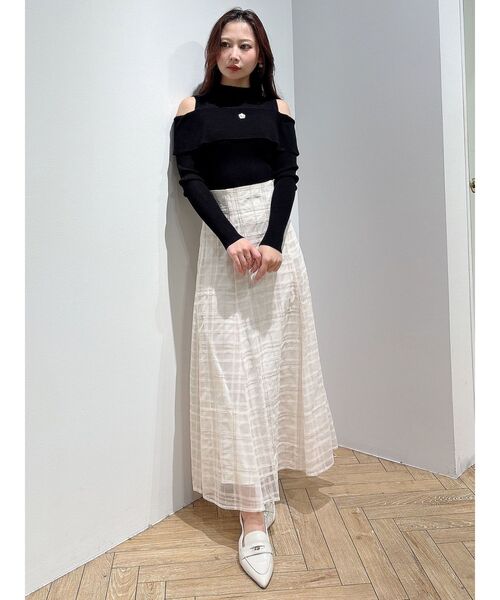 MERCURYDUO（マーキュリーデュオ）の「【MARY QUANTコラボ】折返し襟オープンショルダーニット（ニット/セーター・レディース・その他1/ラベンダー/ブラック・FREE）」の8枚目の写真