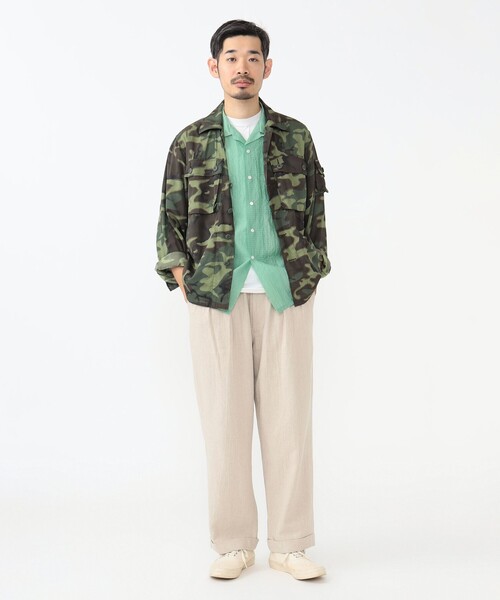メッシュ ジャカード カモフラージュ ミリタリー シャツ