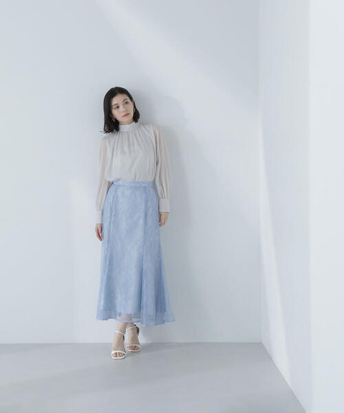 新品⭐︎ハイネックボリュームシアーブラウス NATURAL BEAUTY BASIC ブラウス シャツ ハイネックシアー