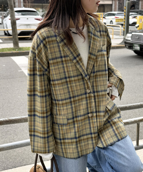 CPCM(シーピーシーエム)の「オーバーサイズテーラードジャケット(テーラードジャケット・レディース・グレー系その他/グレー/ベージュ/ネイビー・FREE)」の4枚目の写真