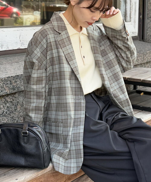 CPCM(シーピーシーエム)の「オーバーサイズテーラードジャケット(テーラードジャケット・レディース・グレー系その他/グレー/ベージュ/ネイビー・FREE)」の3枚目の写真