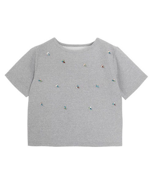 Pierrot(ピエロ)の「多色ビジュー使いプルオーバー(Tシャツ/カットソー・レディース・杢グレー/アイボリー・M/L)」の8枚目の写真