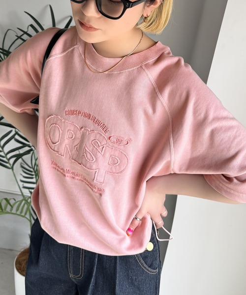 Java（ジャバ）の「《JaVaジャバコラボ》裾はドロストでお好みのシルエットに。ヴィンテージライクな半袖ロゴTシャツ（Tシャツ/カットソー・レディース・ライトブルー/チャコールグレー/ピンク・LARGE/X-LARGE/MEDIUM/SMALL）」の3枚目の写真