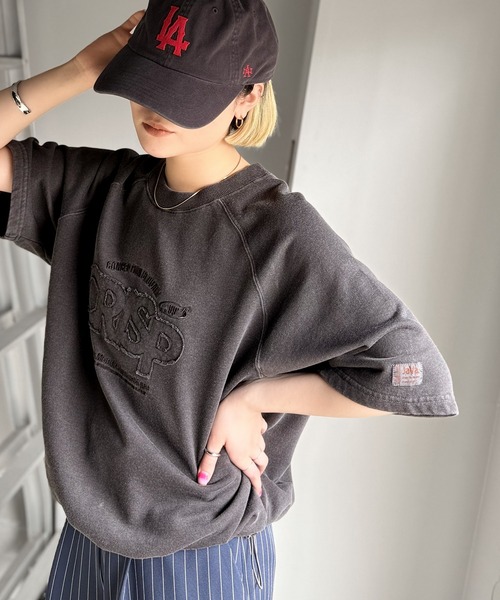 Java（ジャバ）の「《JaVaジャバコラボ》裾はドロストでお好みのシルエットに。ヴィンテージライクな半袖ロゴTシャツ（Tシャツ/カットソー・レディース・ライトブルー/チャコールグレー/ピンク・LARGE/X-LARGE/MEDIUM/SMALL）」の6枚目の写真