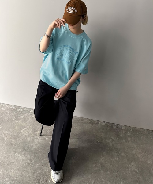 Java（ジャバ）の「《JaVaジャバコラボ》裾はドロストでお好みのシルエットに。ヴィンテージライクな半袖ロゴTシャツ（Tシャツ/カットソー・レディース・ライトブルー/チャコールグレー/ピンク・LARGE/X-LARGE/MEDIUM/SMALL）」の19枚目の写真