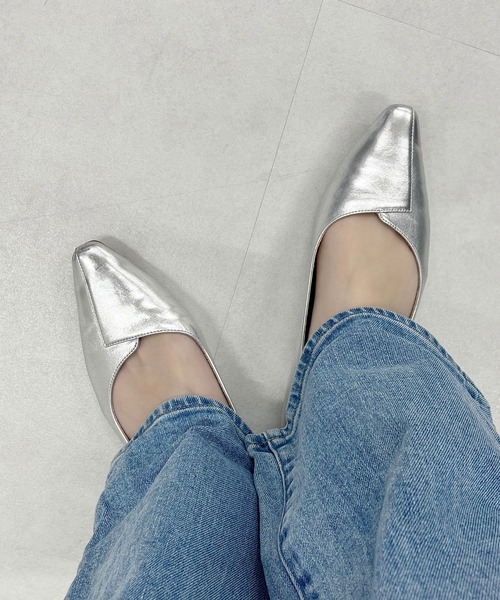 青ねこ⭐︎お値下げしました⭐︎ Often フリル付きベージュフラットシューズ メッシュフラットシューズ | ファッション通販サイト NUGU