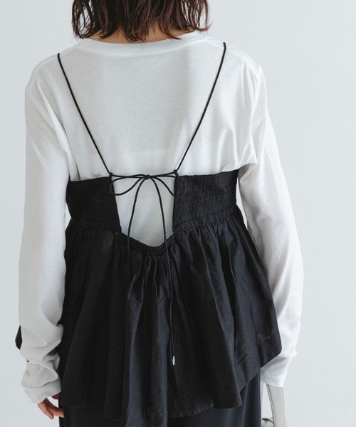 URBAN RESEARCH（アーバンリサーチ）の「レース切り替えキャミブラウス（キャミソール・レディース・ブラック/オフホワイト・FREE）」の5枚目の写真