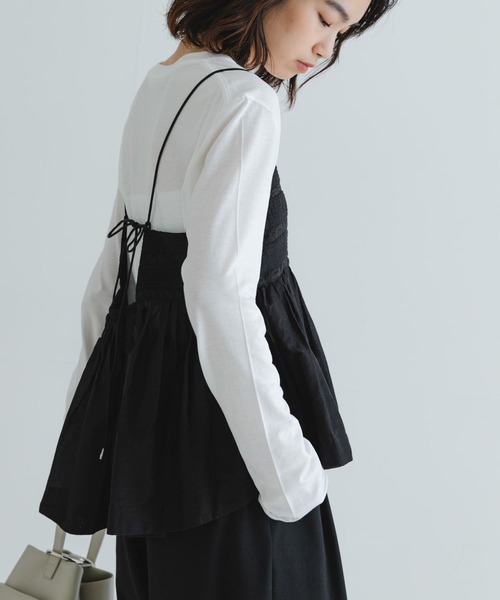 URBAN RESEARCH（アーバンリサーチ）の「レース切り替えキャミブラウス（キャミソール・レディース・ブラック/オフホワイト・FREE）」の6枚目の写真