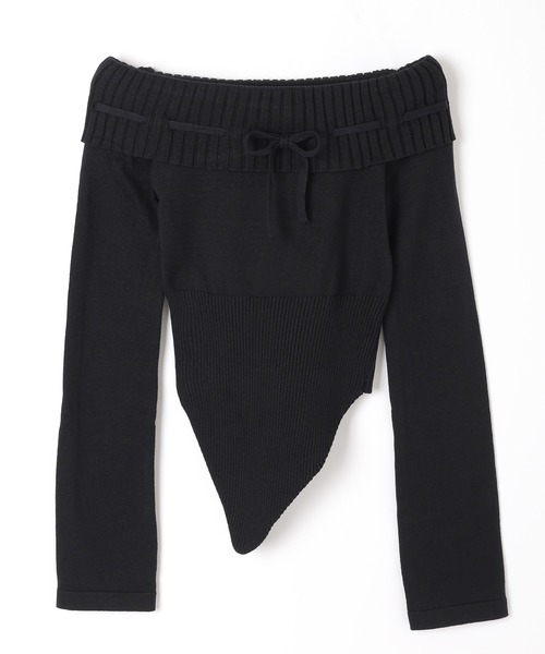 M DOLLY（エムドリー）の「offshoulder ribbon knit tops/オフショルダーリボンニットトップス（ニット/セーター・レディース・ブラック/アイボリー・S/M）」の12枚目の写真