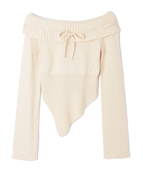 M DOLLY（エムドリー）の「offshoulder ribbon knit tops/オフショルダーリボンニットトップス（ニット/セーター・レディース・ブラック/アイボリー・S/M）」の13枚目の写真