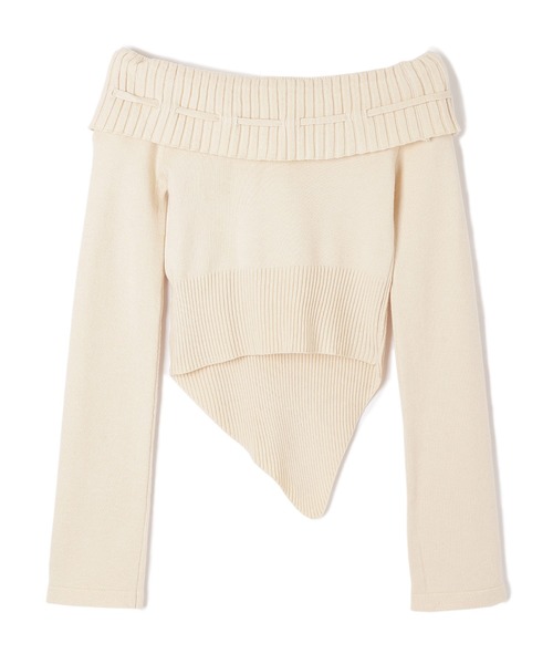 M DOLLY（エムドリー）の「offshoulder ribbon knit tops/オフショルダーリボンニットトップス（ニット/セーター・レディース・ブラック/アイボリー・S/M）」の14枚目の写真
