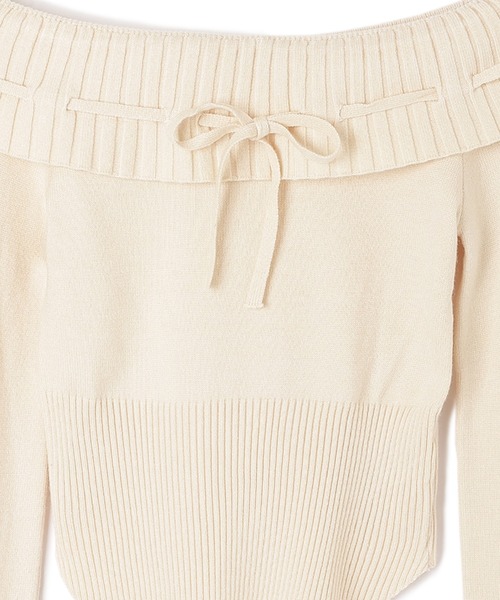 M DOLLY（エムドリー）の「offshoulder ribbon knit tops/オフショルダーリボンニットトップス（ニット/セーター・レディース・ブラック/アイボリー・S/M）」の15枚目の写真