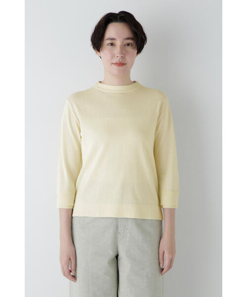 human woman（ヒューマンウーマン）の「◆【ウォッシャブル・UVカット】コットン混モックネックプルオーバー（ニット/セーター・レディース・ホワイト系その他/ネイビー/パープル・MEDIUM）」の15枚目の写真