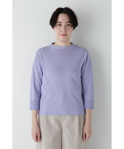 human woman（ヒューマンウーマン）の「◆【ウォッシャブル・UVカット】コットン混モックネックプルオーバー（ニット/セーター・レディース・ホワイト系その他/ネイビー/パープル・MEDIUM）」の20枚目の写真