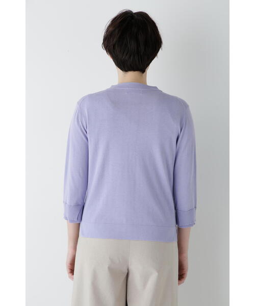 human woman（ヒューマンウーマン）の「◆【ウォッシャブル・UVカット】コットン混モックネックプルオーバー（ニット/セーター・レディース・ホワイト系その他/ネイビー/パープル・MEDIUM）」の22枚目の写真