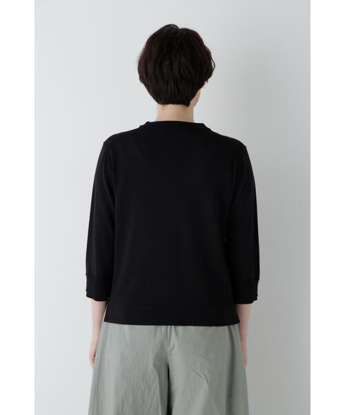 human woman（ヒューマンウーマン）の「◆【ウォッシャブル・UVカット】コットン混モックネックプルオーバー（ニット/セーター・レディース・ホワイト系その他/ネイビー/パープル・MEDIUM）」の9枚目の写真