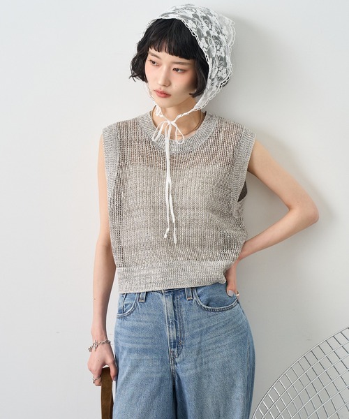 NOGLE(ノグル)の「【NOGLE/ノグル】ミックスサマーニット(その他トップス・レディース・ネイビー/ブラウン/ブラック/アイボリー/ホワイト系・FREE)」の2枚目の写真