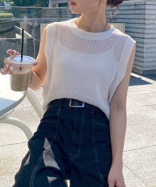 NOGLE(ノグル)の「【NOGLE/ノグル】ミックスサマーニット(その他トップス・レディース・ネイビー/ブラウン/ブラック/アイボリー・FREE)」の1枚目の写真