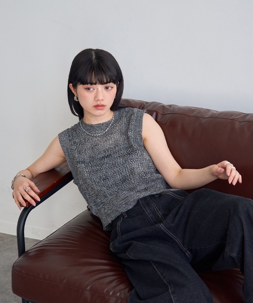 NOGLE(ノグル)の「【NOGLE/ノグル】ミックスサマーニット(その他トップス・レディース・ネイビー/ブラウン/ブラック/アイボリー・FREE)」の6枚目の写真