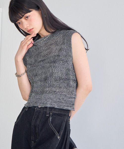 NOGLE(ノグル)の「【NOGLE/ノグル】ミックスサマーニット(その他トップス・レディース・ネイビー/ブラウン/ブラック/アイボリー・FREE)」の5枚目の写真