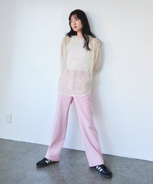 FMiBL（ファミル）の「ラメメッシュクルーロングTシャツ（Tシャツ/カットソー・レディース・アイボリー/ブラック・FREE）」の10枚目の写真