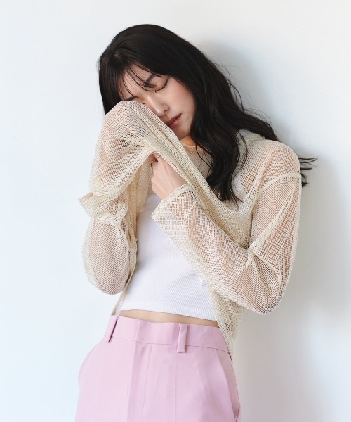 FMiBL（ファミル）の「ラメメッシュクルーロングTシャツ（Tシャツ/カットソー・レディース・アイボリー/ブラック・FREE）」の14枚目の写真