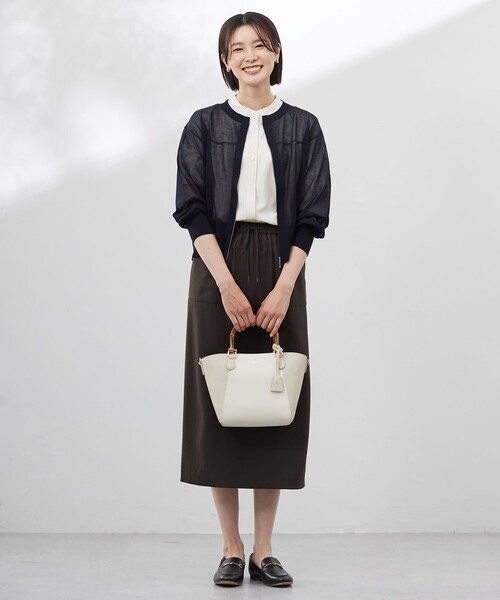 J.PRESS（ジェイプレス）の「【洗える】SHEER LIGHT ニット ブルゾン（ブルゾン・レディース・ライトグレー系/ベージュ系/ふじ色系/ネイビー系・T13/T15）」の10枚目の写真