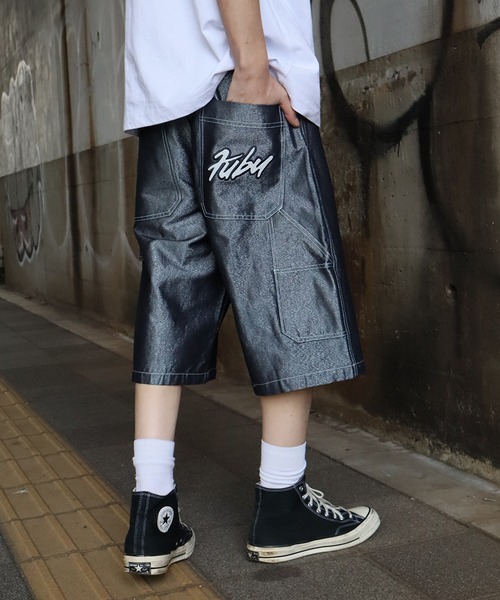 セール】【FUBU/フブ】Metallic Denim Short Pants/メタリック デニム