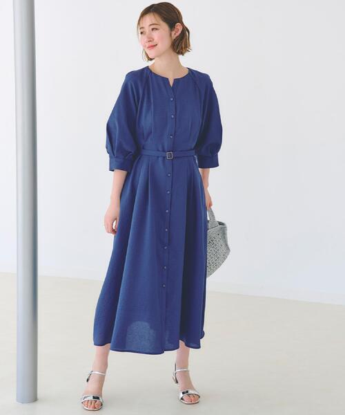 grove(グローブ)の「麻調メッシュラグランスリーブワンピース(ワンピース・レディース・ブルー系その他/ベージュ/スミクロ・03/02/01/04/05)」の3枚目の写真