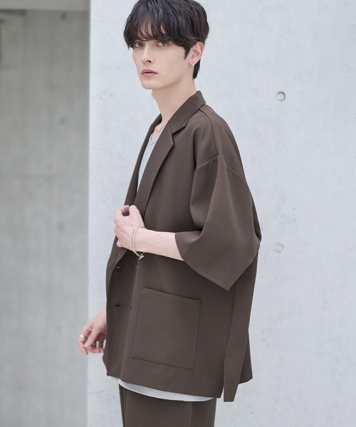 セットアップ 2点セット】ダブルテーラード半袖シャツ+ワイド