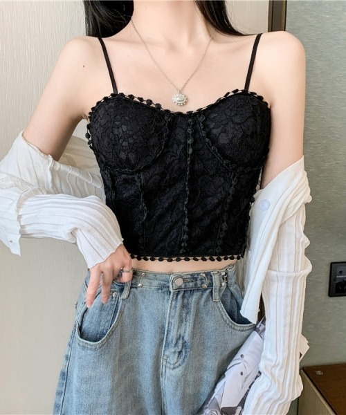 gossip!ロサンゼルス(ゴシップロサンゼルス)の「レトロ風 レースキャミソール(カップ付き)(キャミソール・レディース・ブラック/ホワイト・FREE)」の10枚目の写真