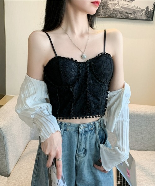 gossip!ロサンゼルス(ゴシップロサンゼルス)の「レトロ風 レースキャミソール(カップ付き)(キャミソール・レディース・ブラック/ホワイト・FREE)」の13枚目の写真