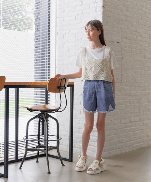 GLOBAL WORK（グローバルワーク）の「かぎ針ベストセットT半袖/326104（ベスト・キッズ・ブラック/アイボリー・130cm/140cm/150cm/160cm）」の3枚目の写真