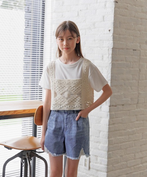 GLOBAL WORK（グローバルワーク）の「かぎ針ベストセットT半袖/326104（ベスト・キッズ・ブラック/アイボリー・130cm/140cm/150cm/160cm）」の7枚目の写真