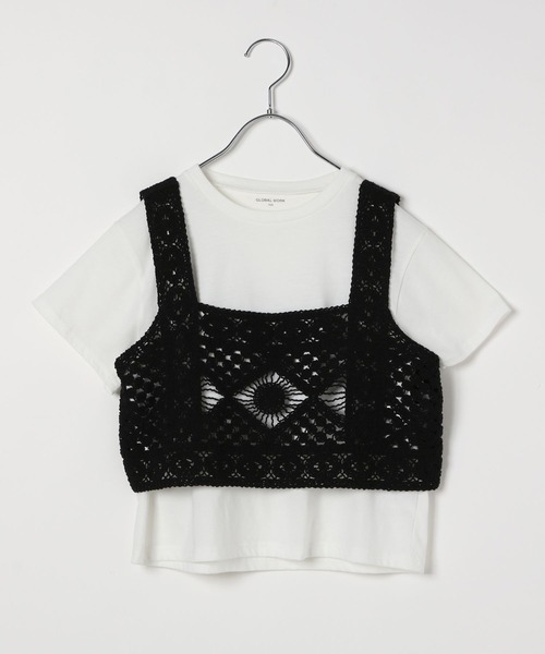 GLOBAL WORK（グローバルワーク）の「かぎ針ベストセットT半袖/326104（ベスト・キッズ・ブラック/アイボリー・130cm/140cm/150cm/160cm）」の9枚目の写真
