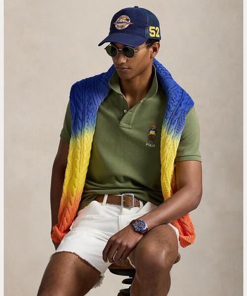 カスタム スリム Polo ベア メッシュ ポロシャツ