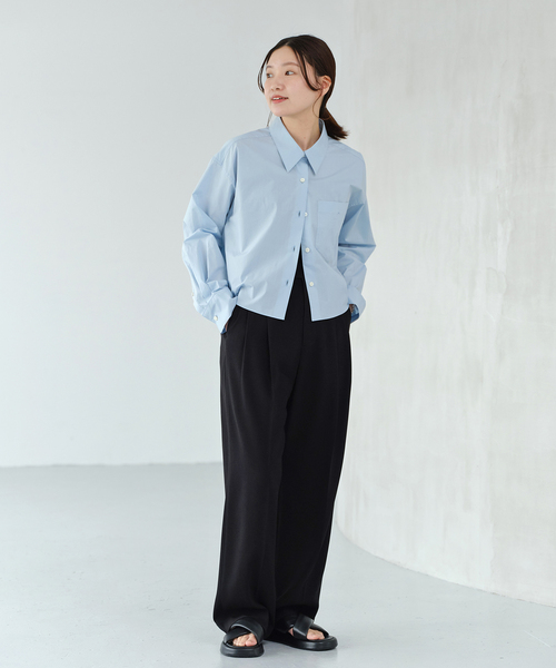 IENA（イエナ）の「《追加2》TA/PL ジョーゼットタックワイドパンツ（スラックス・レディース・ブラック/ネイビー/ベージュ・36/38/40/34）」の5枚目の写真