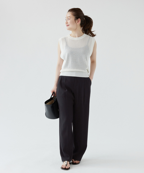 IENA（イエナ）の「《追加2》TA/PL ジョーゼットタックワイドパンツ（スラックス・レディース・ブラック/ネイビー/ベージュ・36/38/40/34）」の6枚目の写真