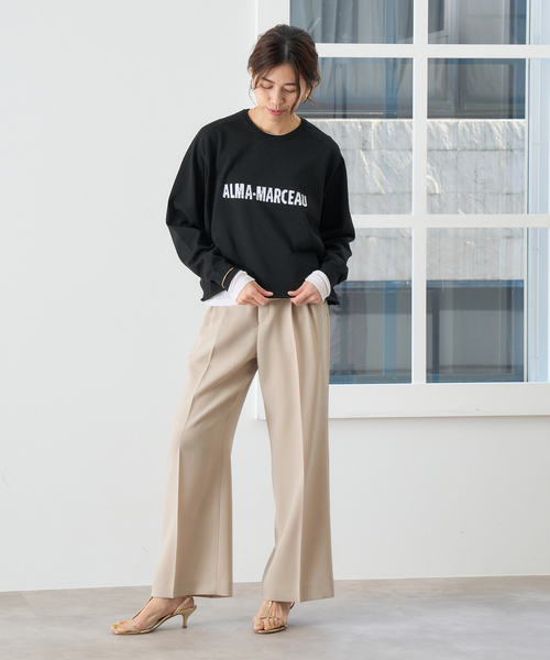 IENA（イエナ）の「《追加2》TA/PL ジョーゼットタックワイドパンツ（スラックス・レディース・ブラック/ネイビー/ベージュ・36/38/40/34）」の8枚目の写真