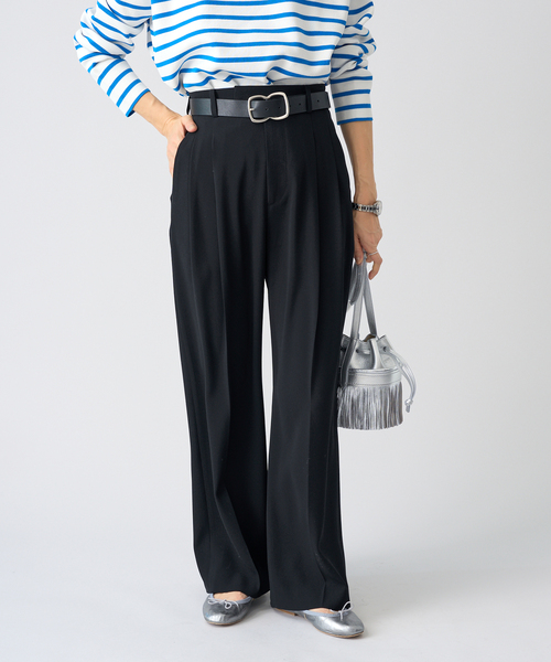 IENA（イエナ）の「《追加2》TA/PL ジョーゼットタックワイドパンツ（スラックス・レディース・ブラック/ネイビー/ベージュ・36/38/40/34）」の12枚目の写真