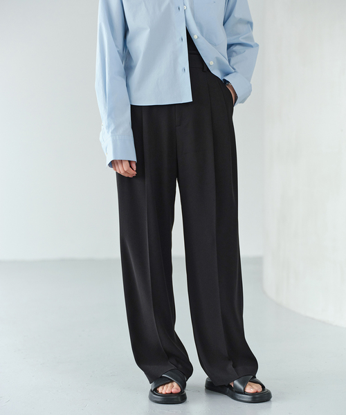 IENA（イエナ）の「《追加2》TA/PL ジョーゼットタックワイドパンツ（スラックス・レディース・ブラック/ネイビー/ベージュ・36/38/40/34）」の19枚目の写真