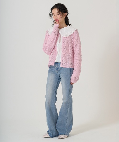 TINA：JOJUN（ティーナジョジュン）の「レース付き フレアデニムパンツ TINA：JOJUN（デニムパンツ・レディース・ブルー・S/M）」の6枚目の写真