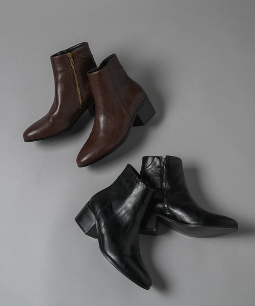side zip heel boots - サイドジップヒールブーツ（ブーツ