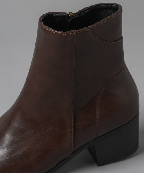 side zip heel boots - サイドジップヒールブーツ（ブーツ）｜ADAMASTE