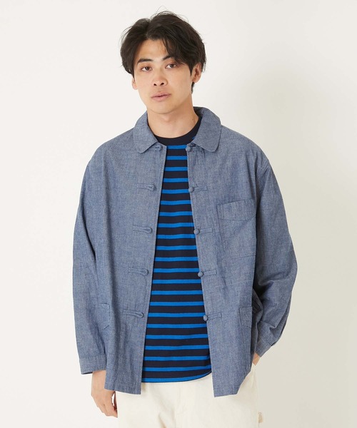 BLUE BLUE(ブルーブルー)の「オリジナルシャンブレー フレンチチャイナ ワークジャケット(その他アウター・メンズ・ブルー・SMALL/MEDIUM/LARGE/X-LARGE)」の8枚目の写真