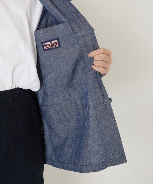 BLUE BLUE(ブルーブルー)の「オリジナルシャンブレー フレンチチャイナ ワークジャケット(その他アウター・メンズ・ブルー・SMALL/MEDIUM/LARGE/X-LARGE)」の15枚目の写真